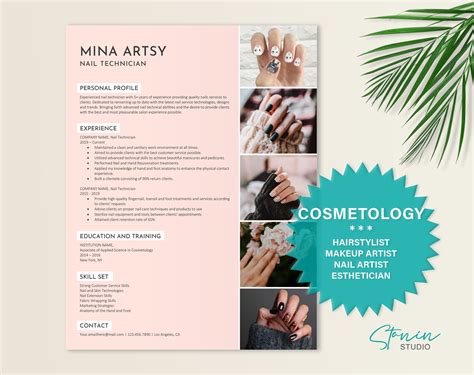 Nail Technician Resume Template, Esthetician Resume, Modern Resume