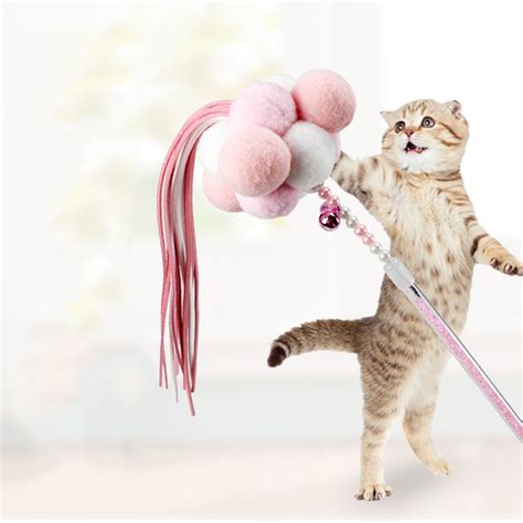Cat Teaser Wand Toy Stick Feather Interactive Play Funny Kitten Pet