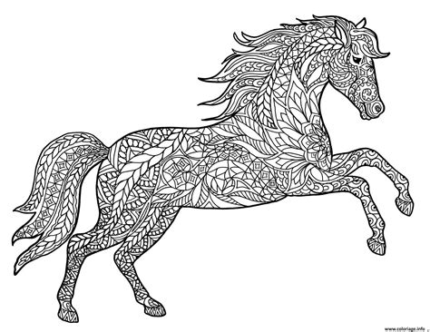 Coloriage cheval pour adulte fait le saut - JeColorie.com