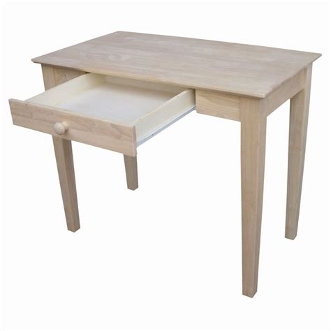 Solid Unfinished Wood Laptop Desk Writing Table Drawer