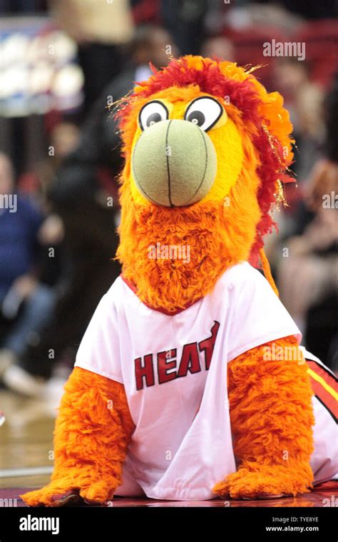Miami Heat Mascot Burnie Warms Up During 1st Half Action Against The