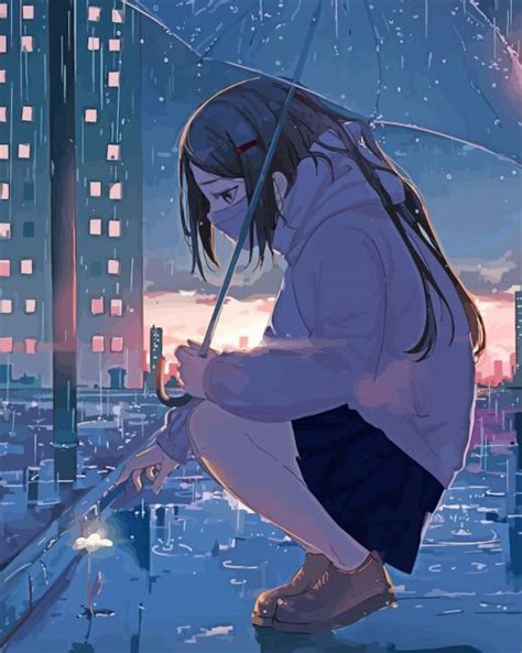 Lonely Sad Anime Girl Paint By Numbers Bestpaintbynumbersshop