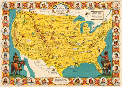 Danny Arnolds Pictorial Map Of The Old West New
