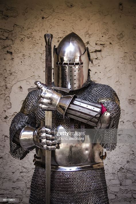 Knight With Armour Chain Mail And Sword 14th Century Historical