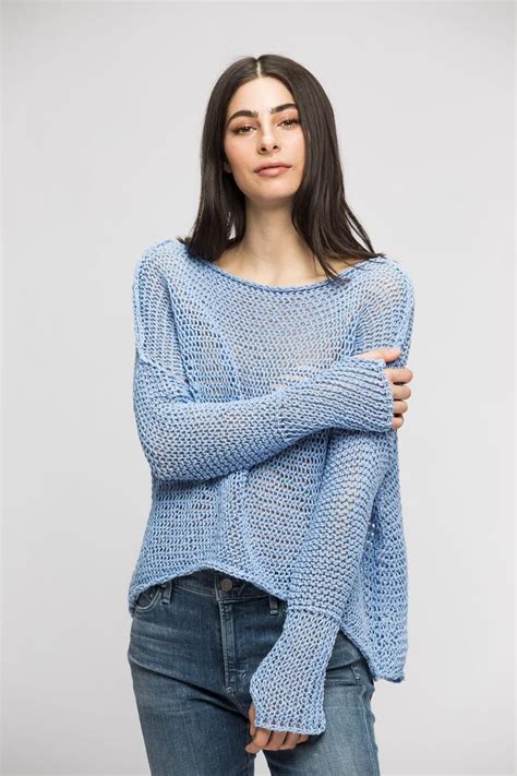 Cotton Linen Loose Knit Woman Sweater Chunky Knit Oversized Sweater