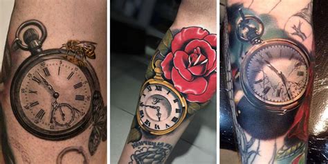Forearm broken pocket watch tattoo. 34 Superb Pocket Watch Tattoo Designs - TattooBlend
