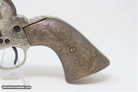 Solid Silver Gripped Engraved Colt Saa Peacemaker 38 Special