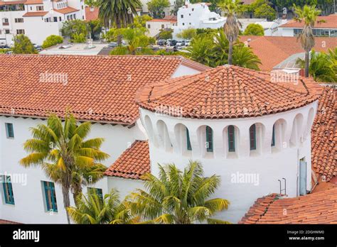 Santa Barbara California Aerial View Of County Courthouse Gardens