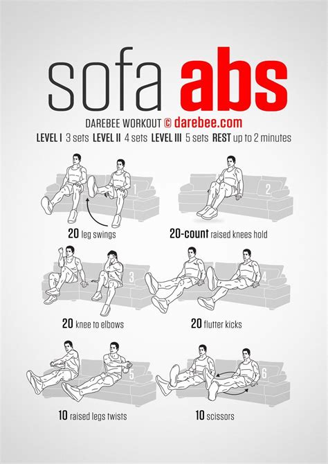 Sofa Abs Workout Exercise Abs Workout Workout Routine