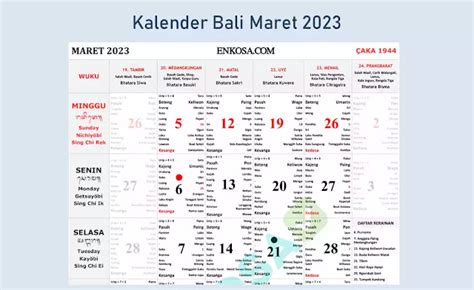 Kalender Bali Maret 2023 Lengkap