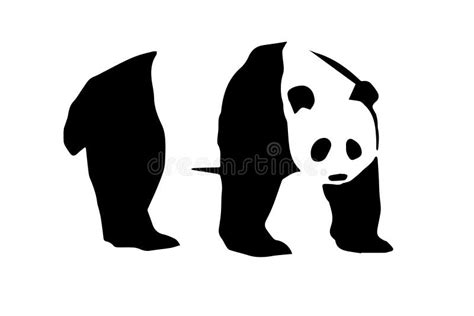 Panda Silhouette Over White Background Stock Illustration