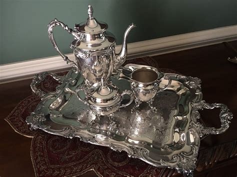 Silverplate Tea Coffee Service W Tray Vintage Silver Over Etsy