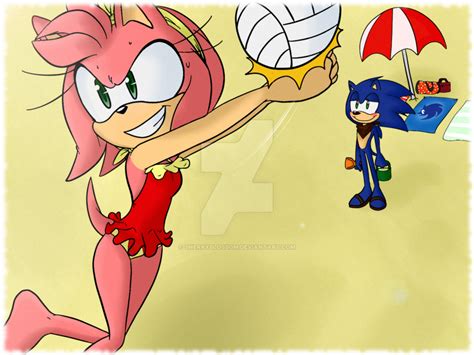 At Beach Babe By Sherryblossom Sonic And Amy Amy The Hedgehog Sonic And Shadow
