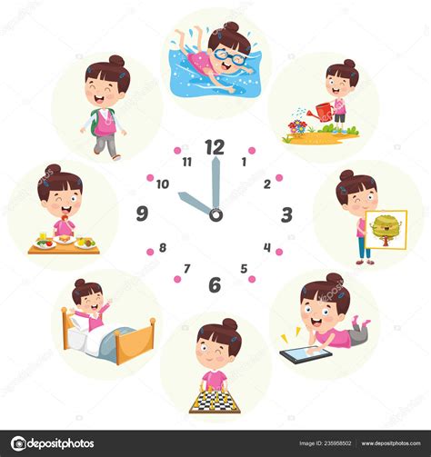 Vector Illustration Of Kids Daily Routine Activities Stock Vector Images