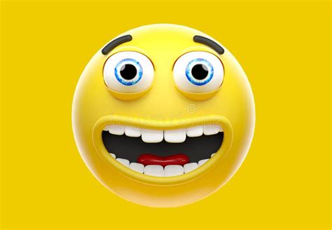 Happy Yellow Emoji Smiling Face Emoticon Icon 3d Rendering Stock