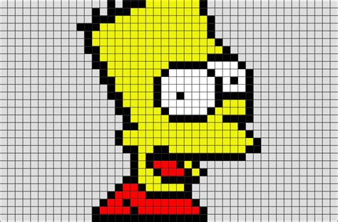 Bart Simpson Pixel Art Pixel Art Templates Minecraft Gambaran