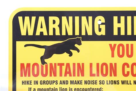 Mountain Lion Warning Sign From Canada