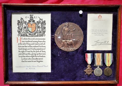 Ww1 Royal Navy Officers Died Of Illness Medal Plaque And Scroll Group Lt