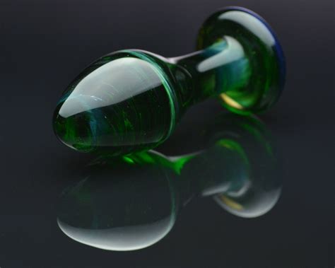 Glass Anal Plug Small Marble Green