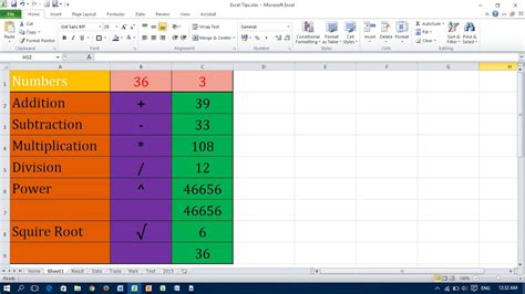 Basic Mathematical Calculation In Excel Youtube