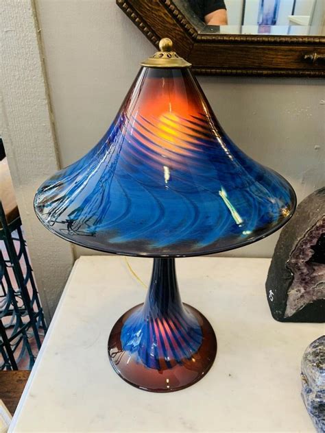 Beautiful Signed Joseph Clearman Large 20 Hand Blown Art Glass Lamp Perfect 2023977563