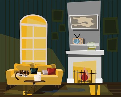 Premium Vector Living Room Vector Illustration