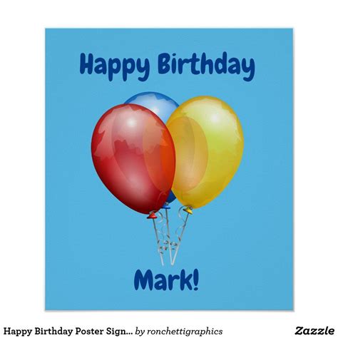 Happy Birthday Poster Sign With Balloons In 2020 Happy