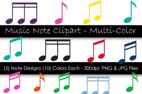 Music Note Clip Art Multi Color Graphic By Gjsart · Creative