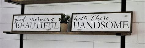 SET OF 2 - good morning beautiful & hello there handsome | distressed master bedroom decor ...