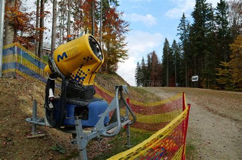 Snow Making Machines In Bukovel Popular Ski Resort In Western Ukraine