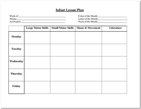 Free Blank Printable Preschool Lesson Plan Forms Printable Forms Free