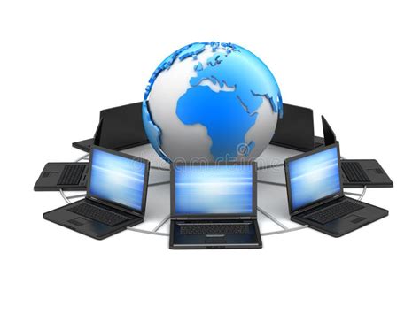 Laptops And Earth Globe Computer Network Stock Illustration