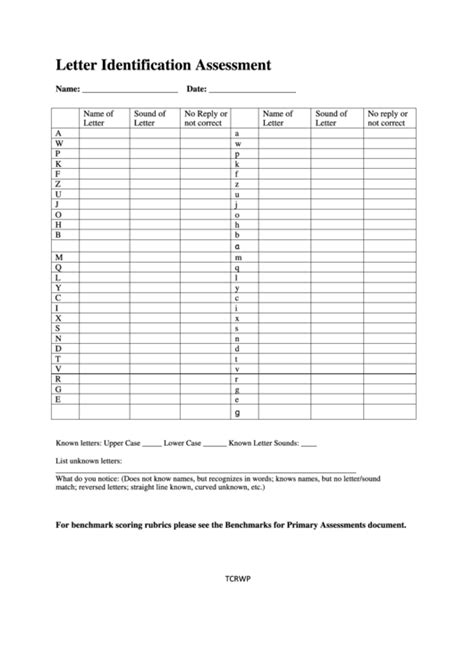 letter identification assessment printable