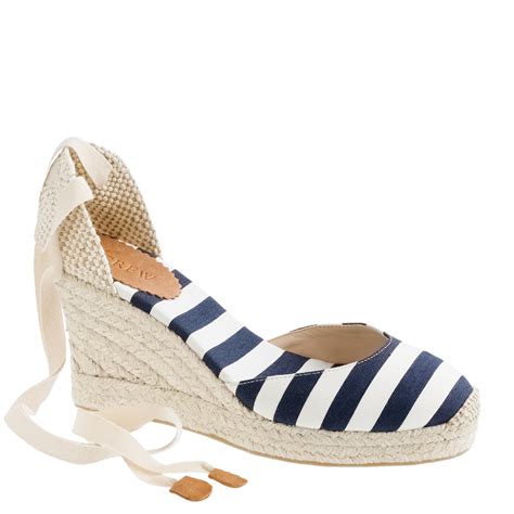 J Crew Sardinia Wedge Espadrilles In Blue Navy Ivory Lyst