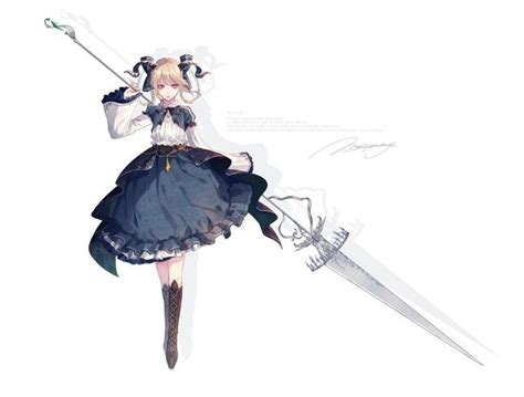 Anime Girl Holding Spear