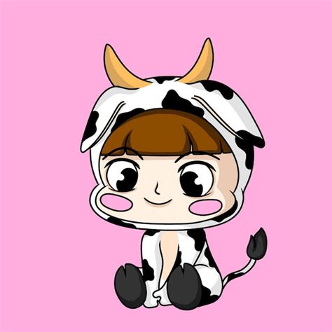 Premium Vector Illustration Art Cute Baby Cow Character Design