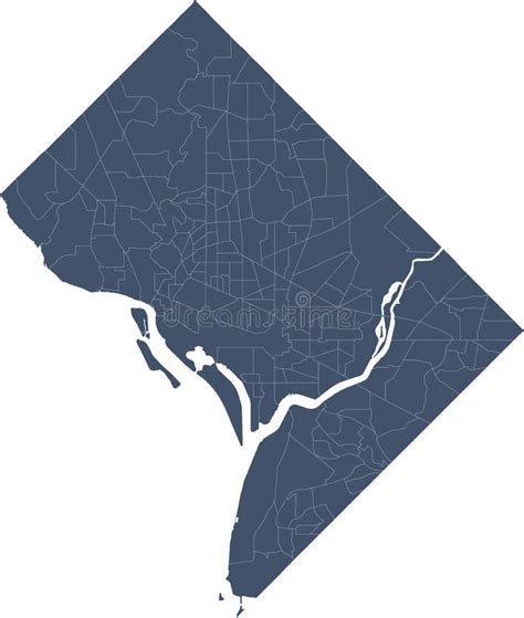 Us District Of Columbia Map With Census Tracts Boundaries Stock