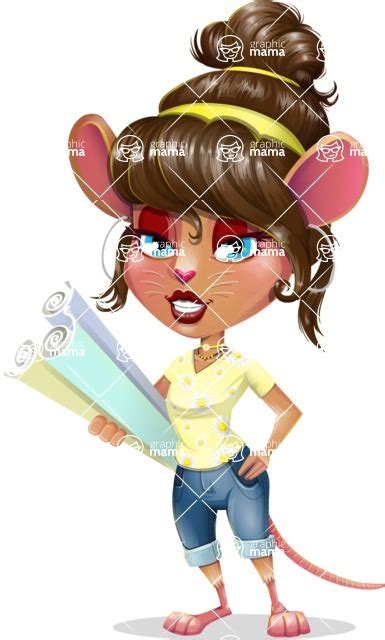 Cute Female Mouse Cartoon Vector Character Holding Plans Graphicmama