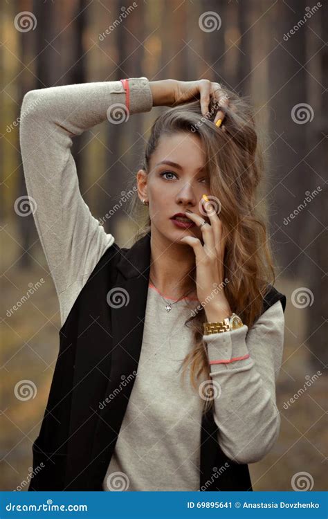 Posing Professional Seductive Nice Model With Hair On One Side Stock Image Image Of Nice