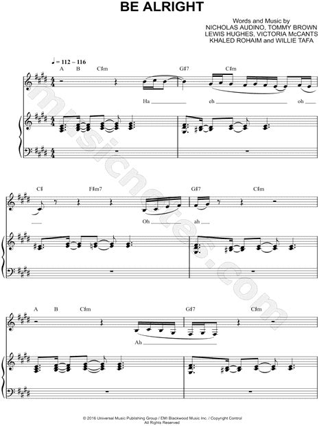 Ariana Grande Be Alright Sheet Music In C Minor Transposable