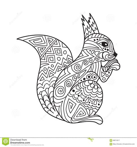 Get this space coloring pages for adults prt24. Zentangle The Baikal Squirrel For Adult Anti Stress ...