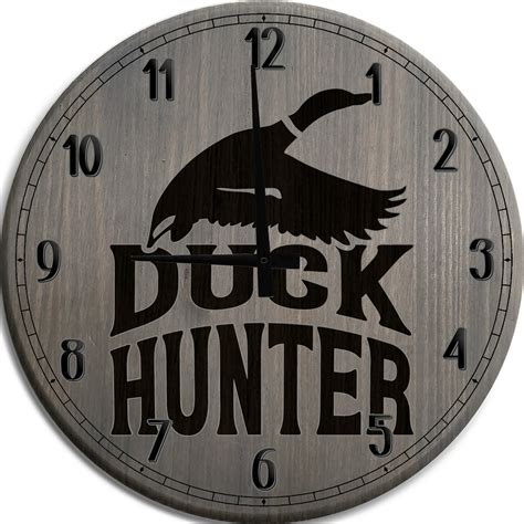 Large Wall Clock Duck Hunter Hunting Season Goose Birds Woods Man Cave