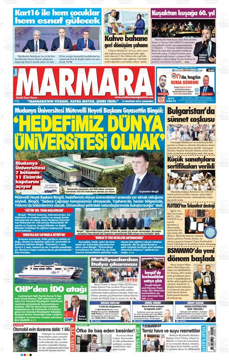 Haziran tarihli Yeni Marmara Gazete Manşetleri