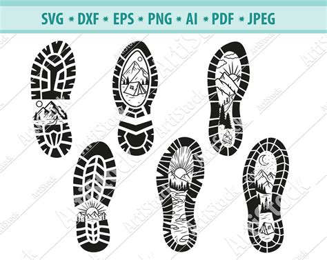 Shoeprints Svg Footprint With Landscape Svg Shoe Bottom And Nature