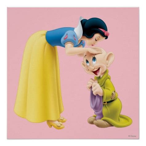 Snow White Kissing Dopey On The Head Poster Disney