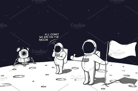 Astronauts Landed On The Moon Astronaut Illustration Moon Landing