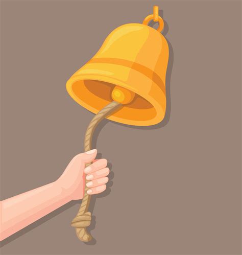 Hand Ringing Bell With Rope Icon In Cartoon Illustration Vector 4595191