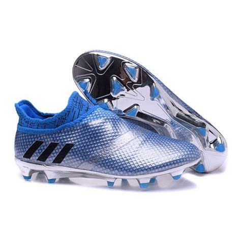 2016 Adidas Messi 16 Pureagility Fg Ag Silver Blue Black Soccer Shoes