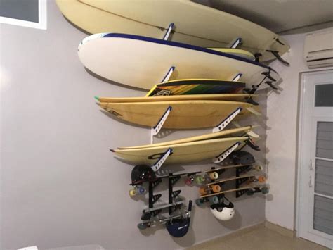 Adjustable Metal Surfboard Wall Rack 4 Boards