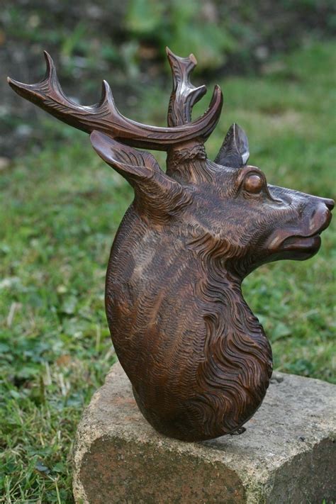 Black Forest Hand carved Deer Head | Black forest bear ...